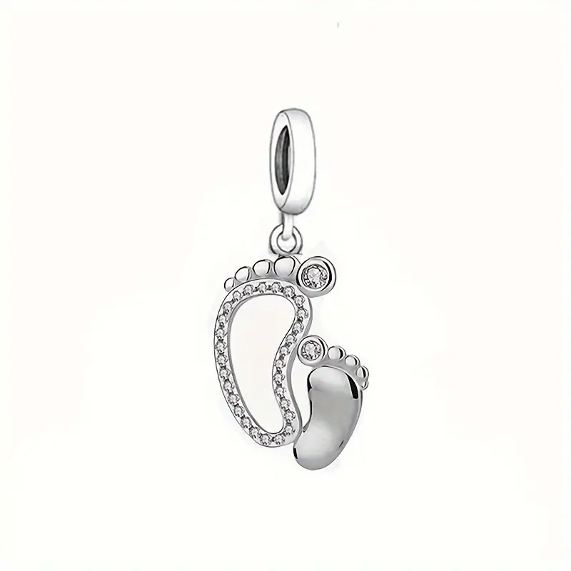 925 Sterling Silver Footprint Pendant Charms Beads For - Temu