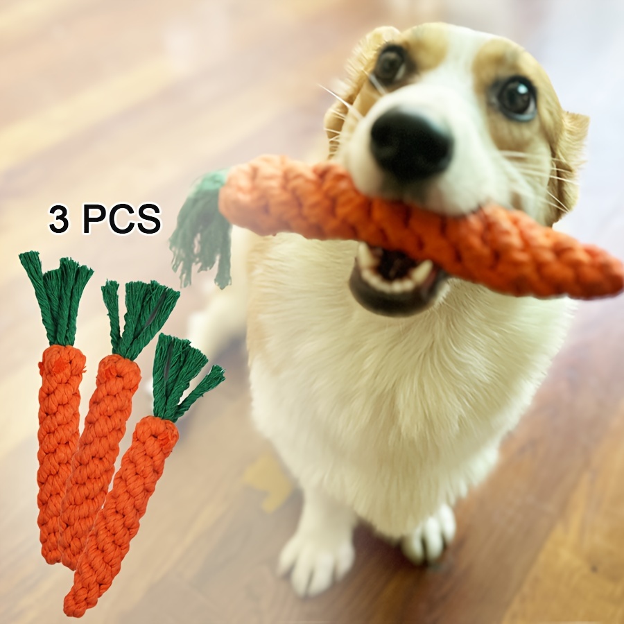 3 PCS Carrot Dog Teething Toy Pet Chew Cotton Knot Carrot Toy - Yahoo  Shopping