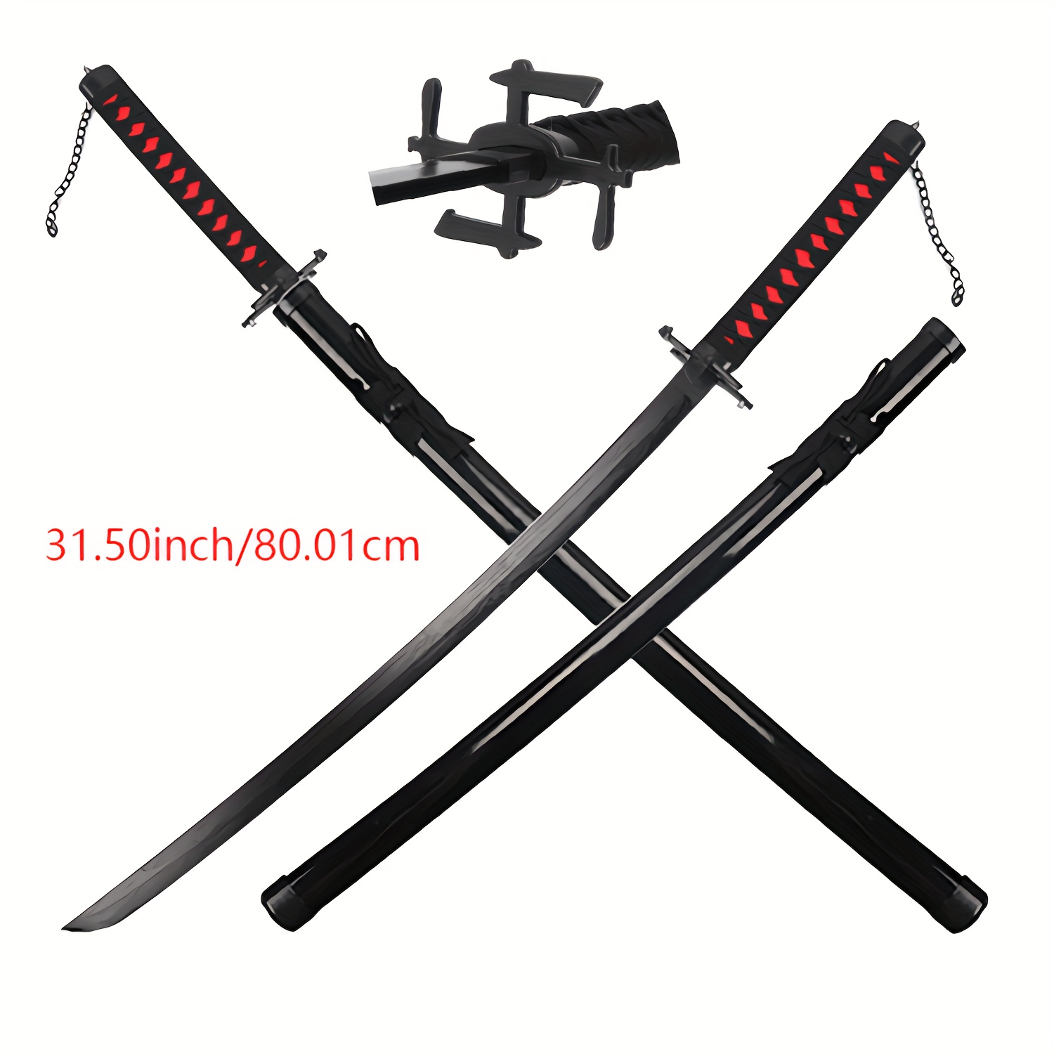 2 Espadas de juguete de ninja de dragón de plástico de 24 pulgadas de color  negro