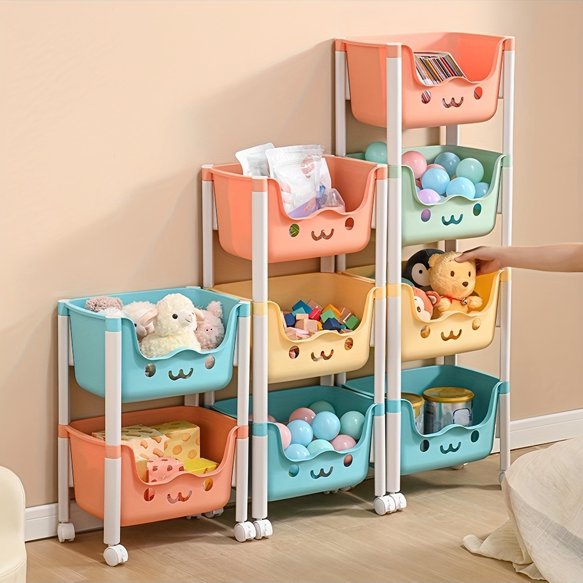 Cute Storage Small Cart Multifunctional Storage Rack With - Temu