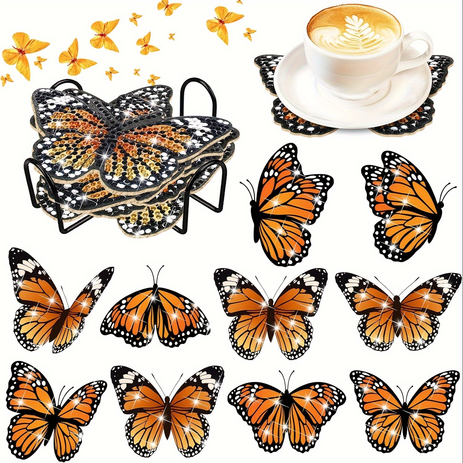 Butterfly Diamond Painting Coaster Kit Diy Shaped Artificial - Temu