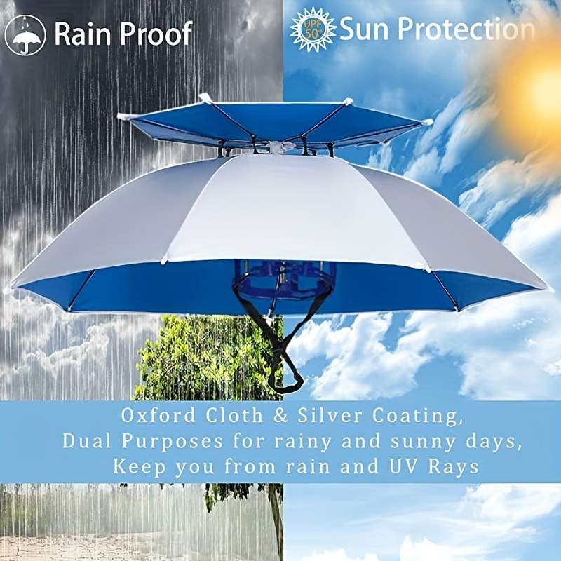 Dual-use Large Folding Hat Umbrella For Fishing, Camping, And Hunting - Uv  Protection, Hands-free Convenience - Temu