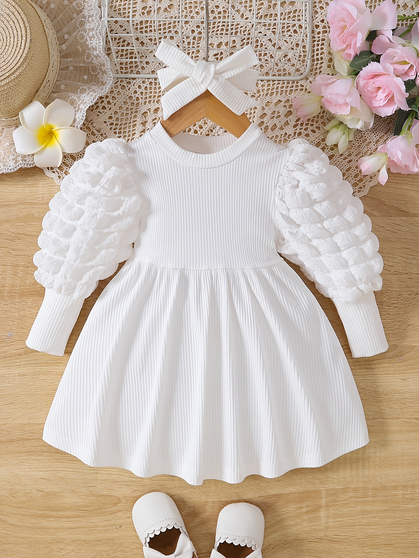 Toddler Baby Girls Cute Dress Bubble Sleeve Pleated Dresses Kids ...