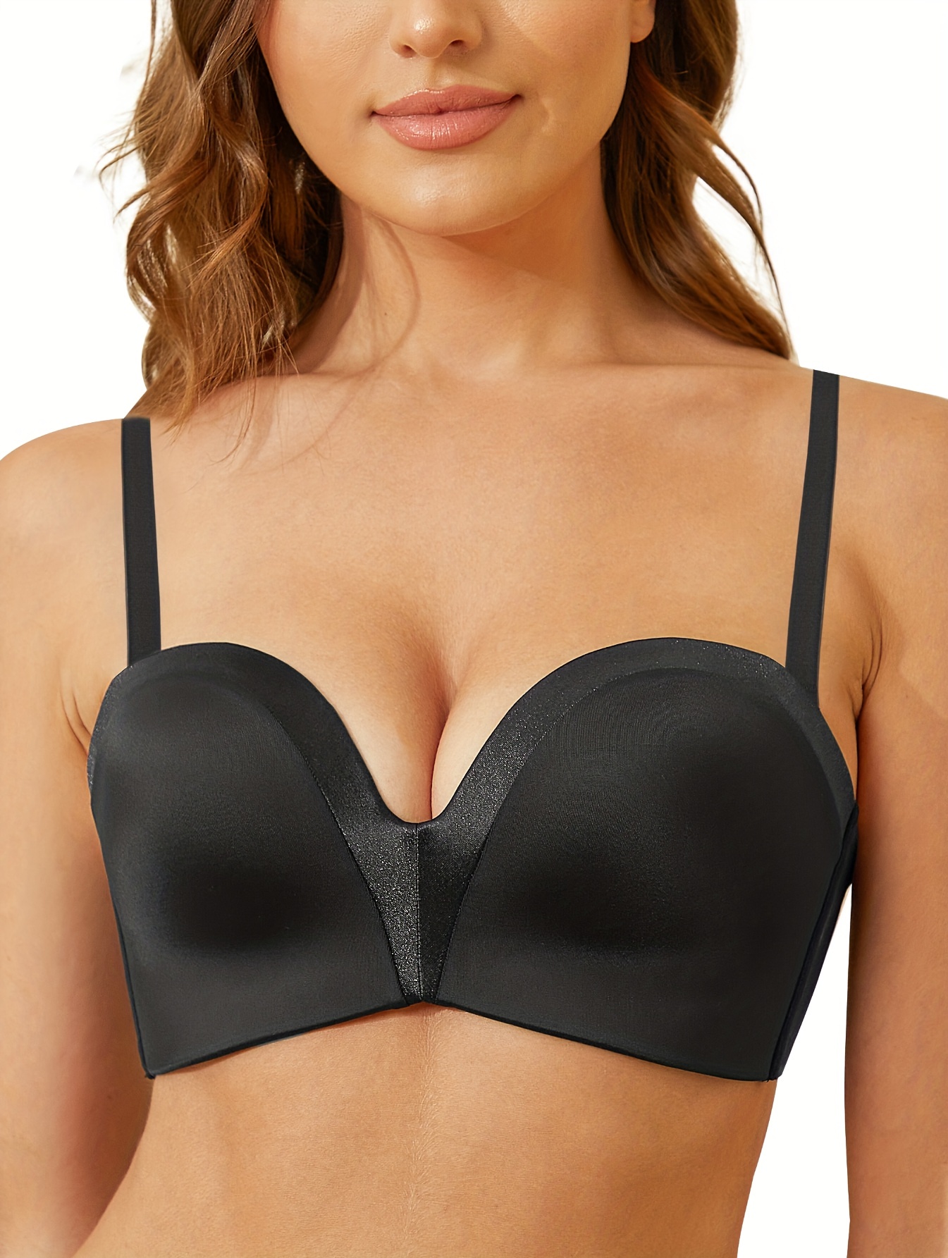 Simple Solid Strapless Bra, Comfy & Breathable Push Up Tube Bra, Women's  Lingerie & Underwear