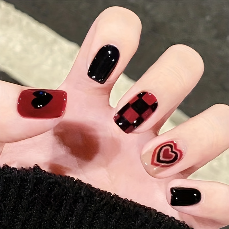Black and Red Nails  Stylish nails, Gel nails, Valentines nails