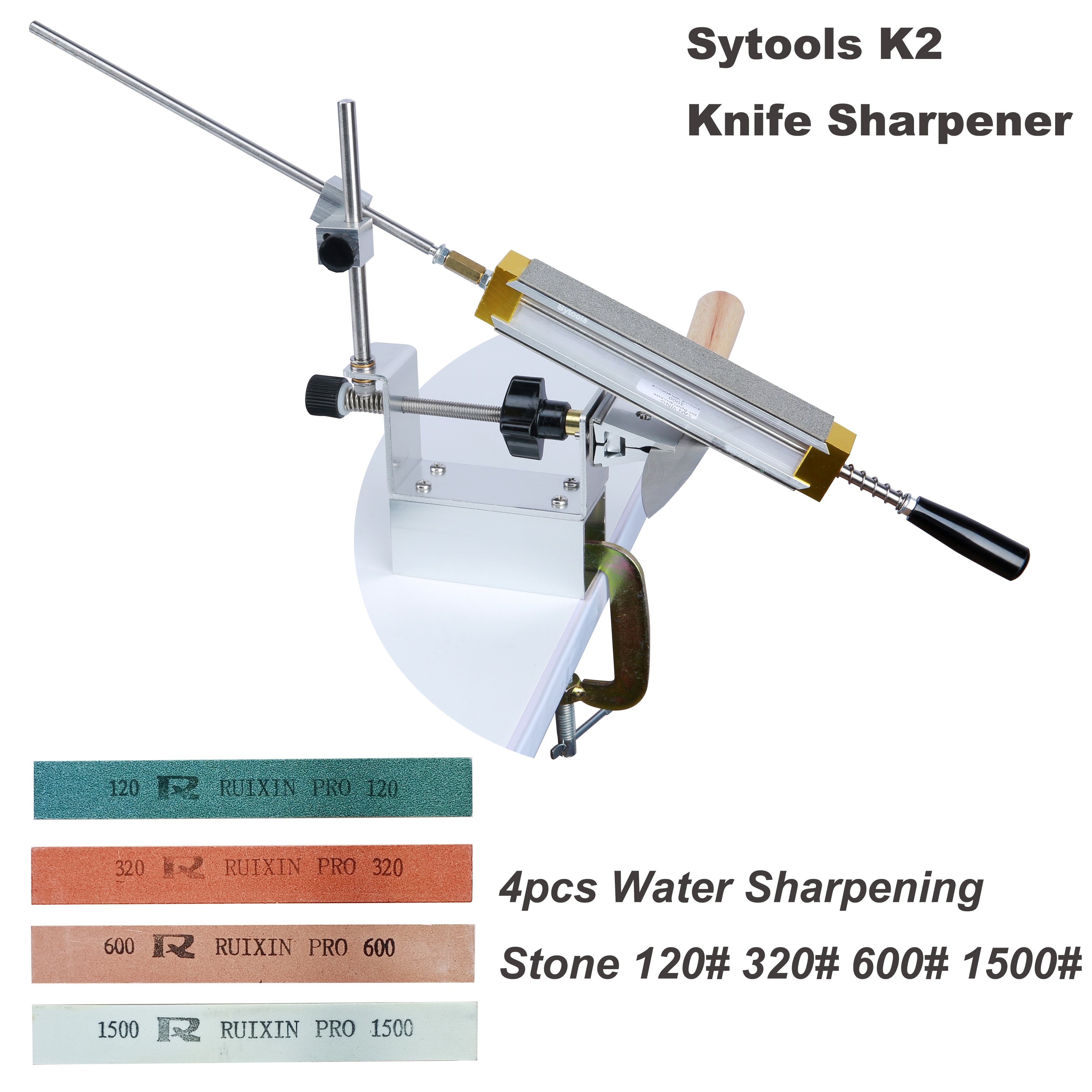 RUIXIN PRO 4pcs 120 320 600 1500Grit Professional Angle Sharpening stone  Whetstone fixed knife sharpener Sharpening system