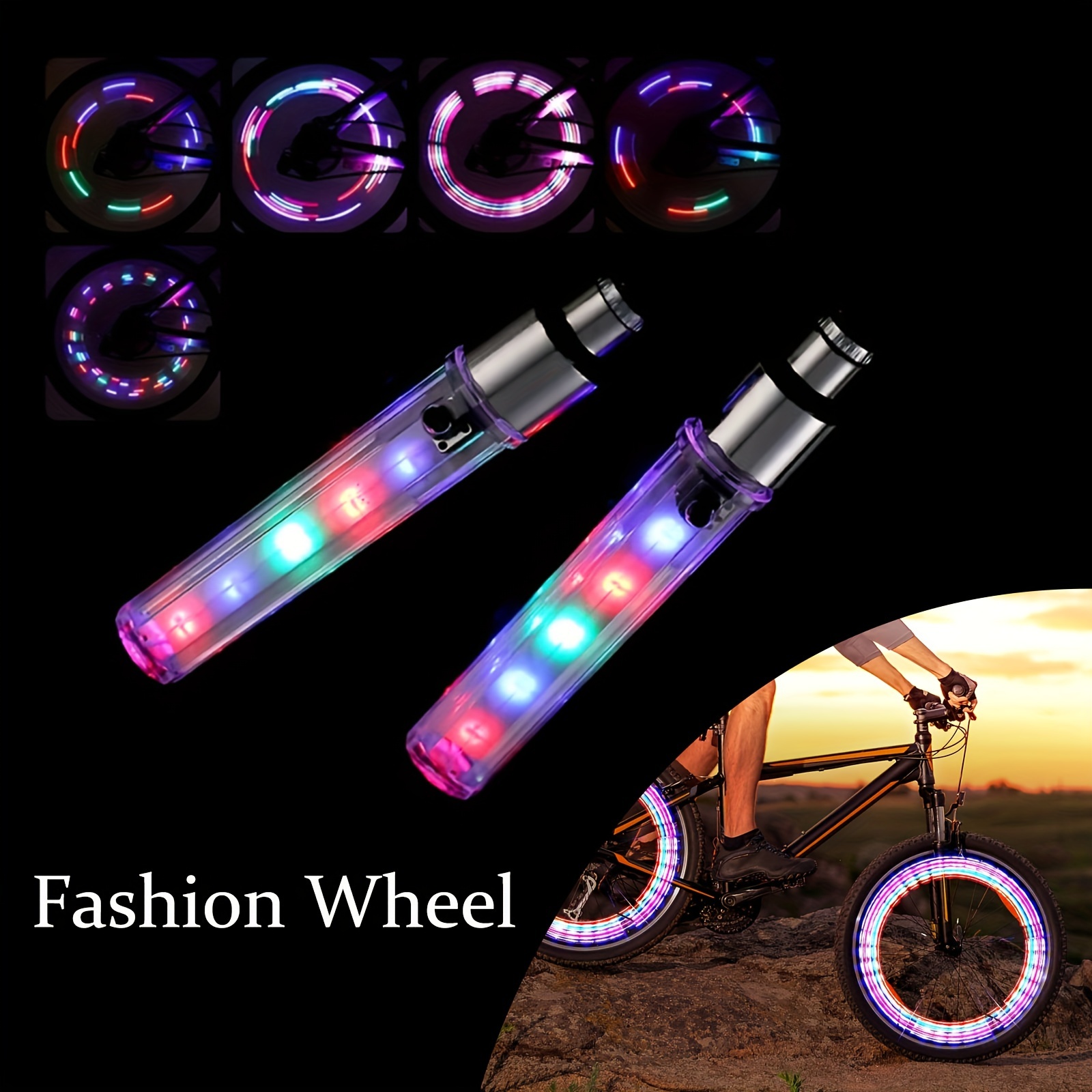Lumière de roue de vélo verte, deux modes sont toujours allumés + lumière  de rayon LED clignotante vtt, fil de lumière de vélo Hot Wheels Filament  Longueur 2 m (1 paquet de