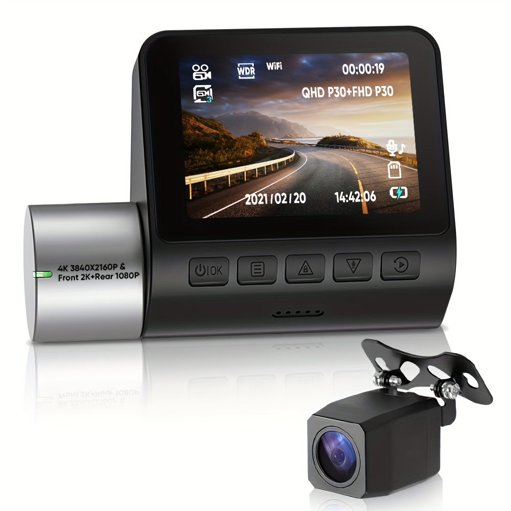 4k Wifi Gps Dash Cam Front And Rear,dual Lens Wireless Dash Camera For Cars  2.45screen,g-sensor,loop Recording,7/24h Parking Monitor - Temu