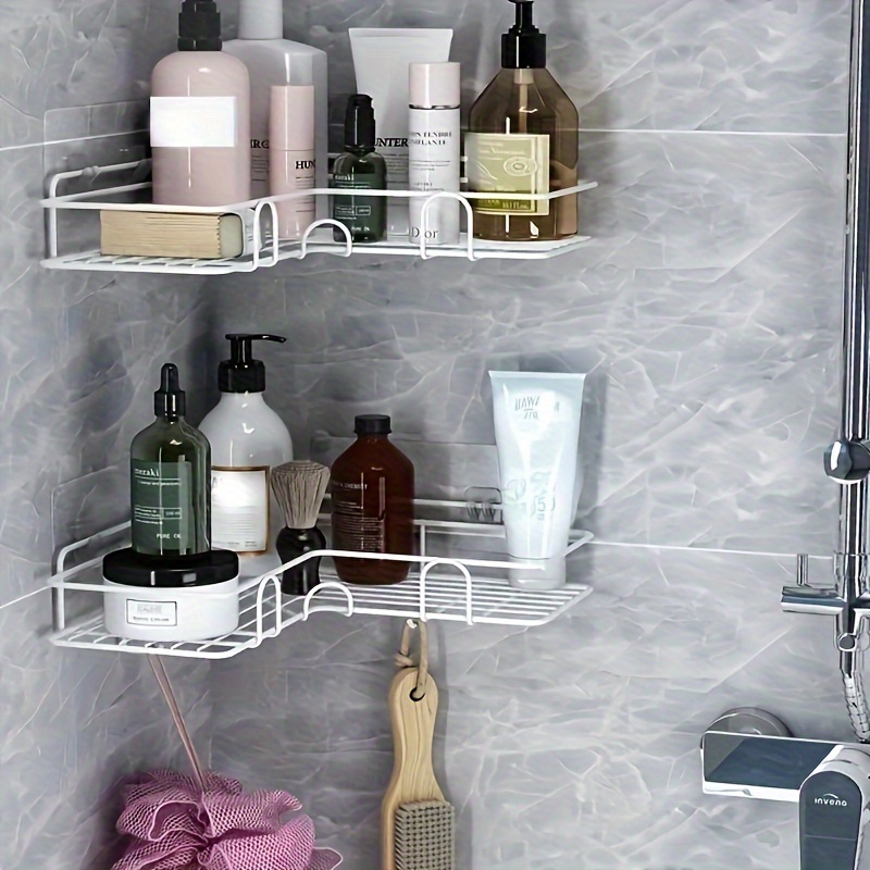 1pc Acrylic Bathroom Corner Shelf Without Drilling, Wall Mounted Shower  Caddy For Cosmetics