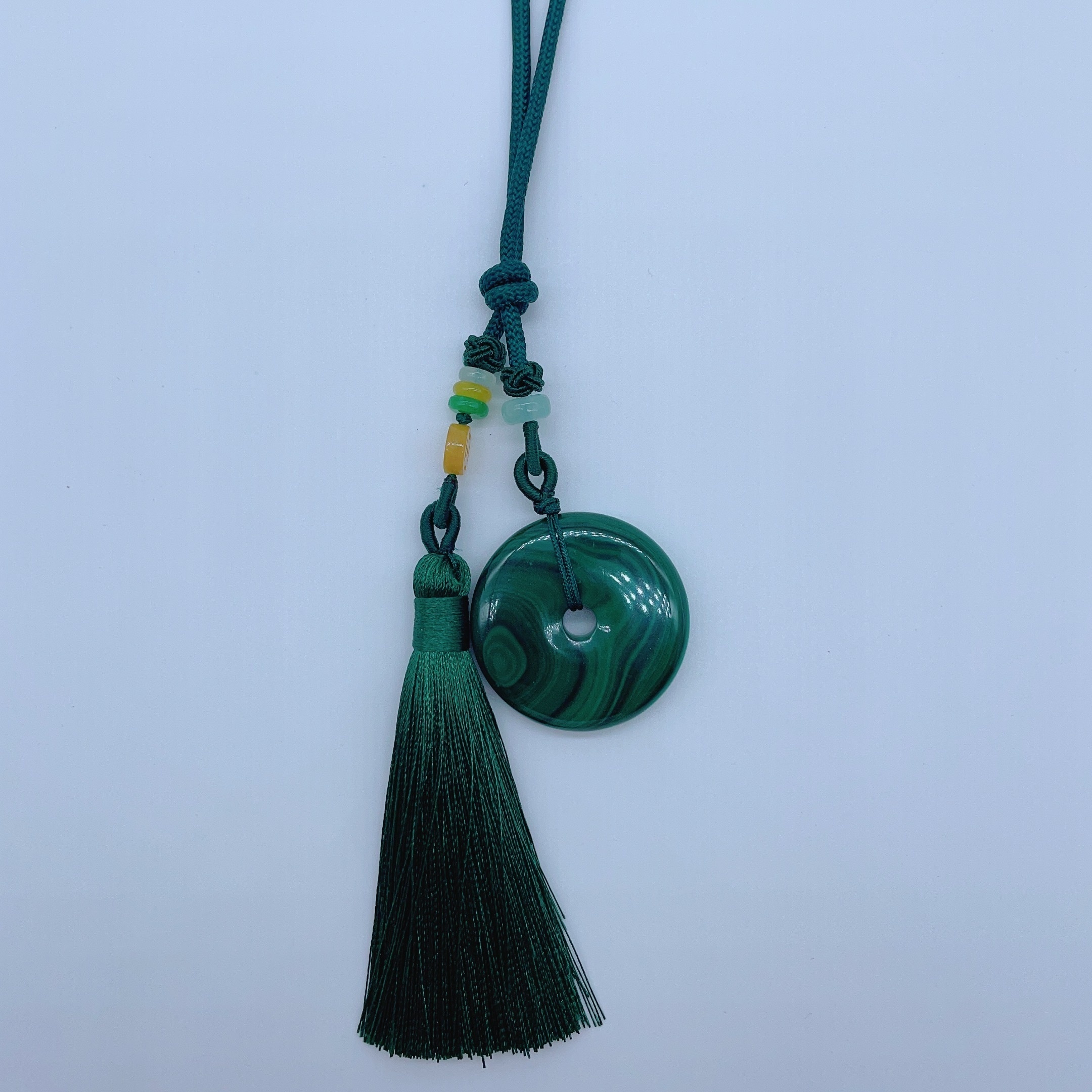 Natural Malachite Pendants with Tassels