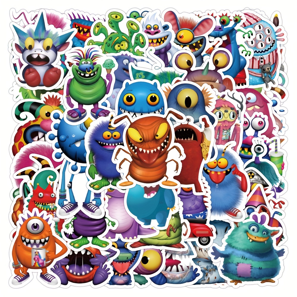 60 Small Monster Cartoon Animal Stickers Phone Case IPad Luggage Notebook  Water Cup DIY Waterproof Stickers