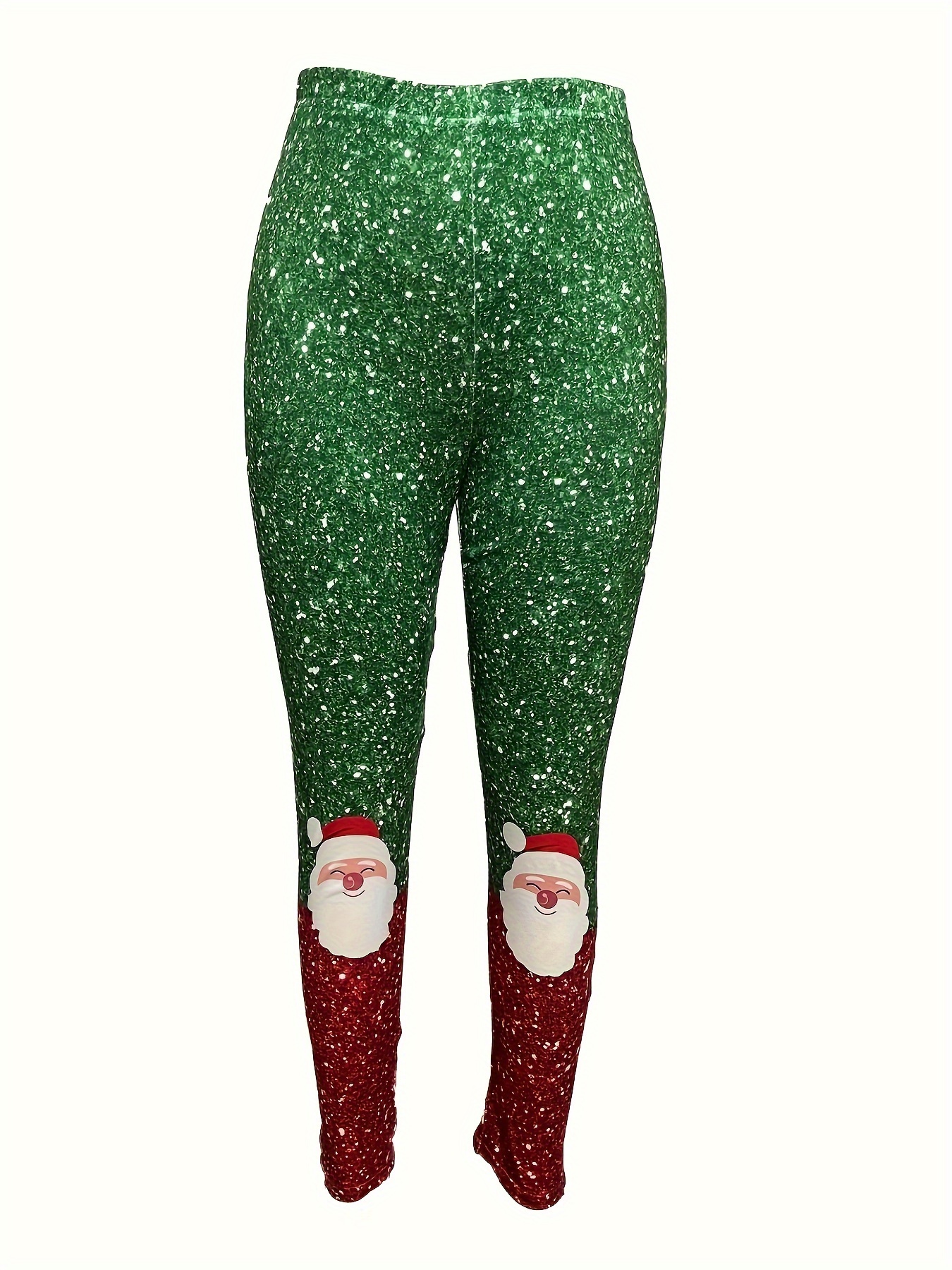 Christmas Santa Claus Print Skinny Leggings Casual Every Day