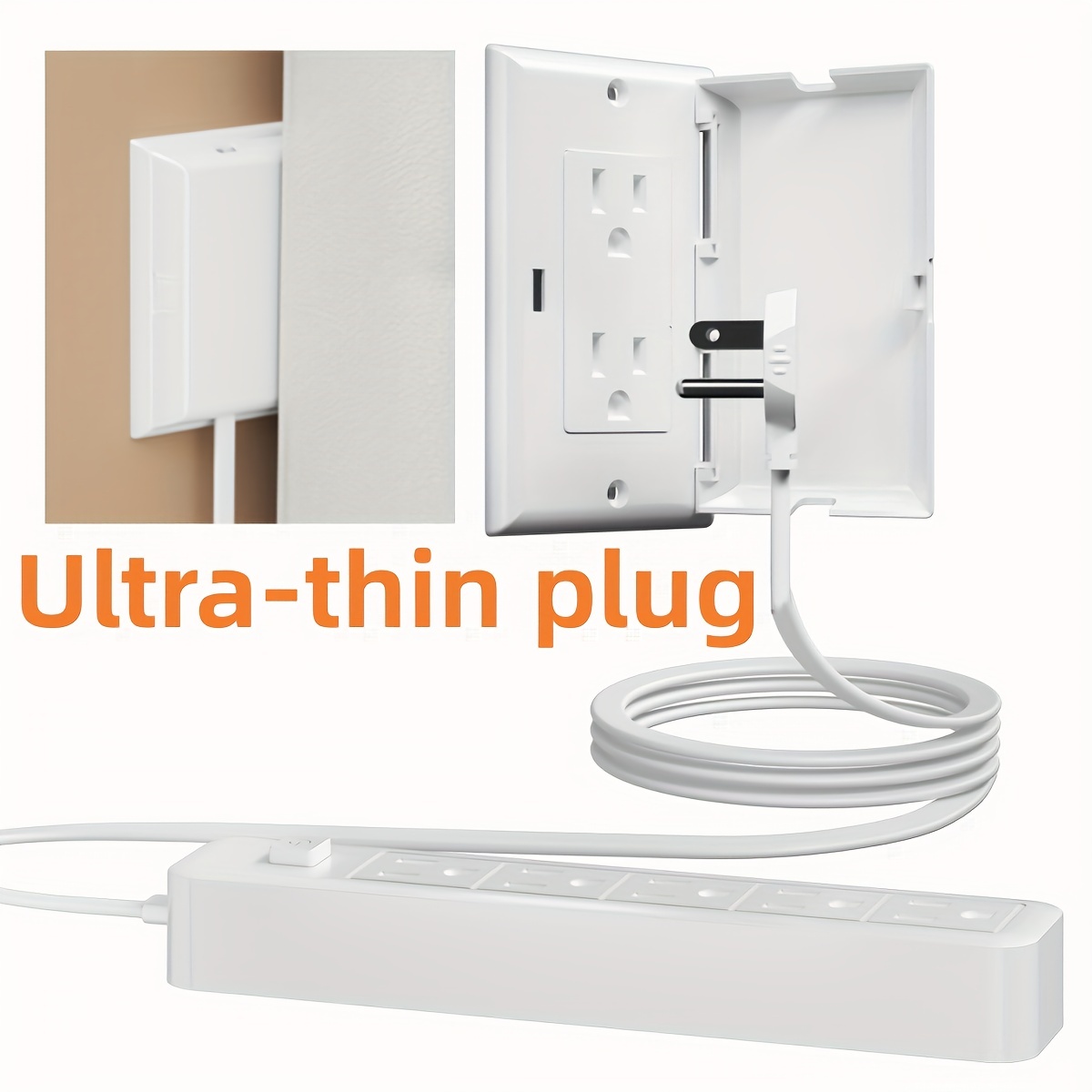 Ultra thin Outlet Concealer With Ultra Flat Plug Power Strip - Temu