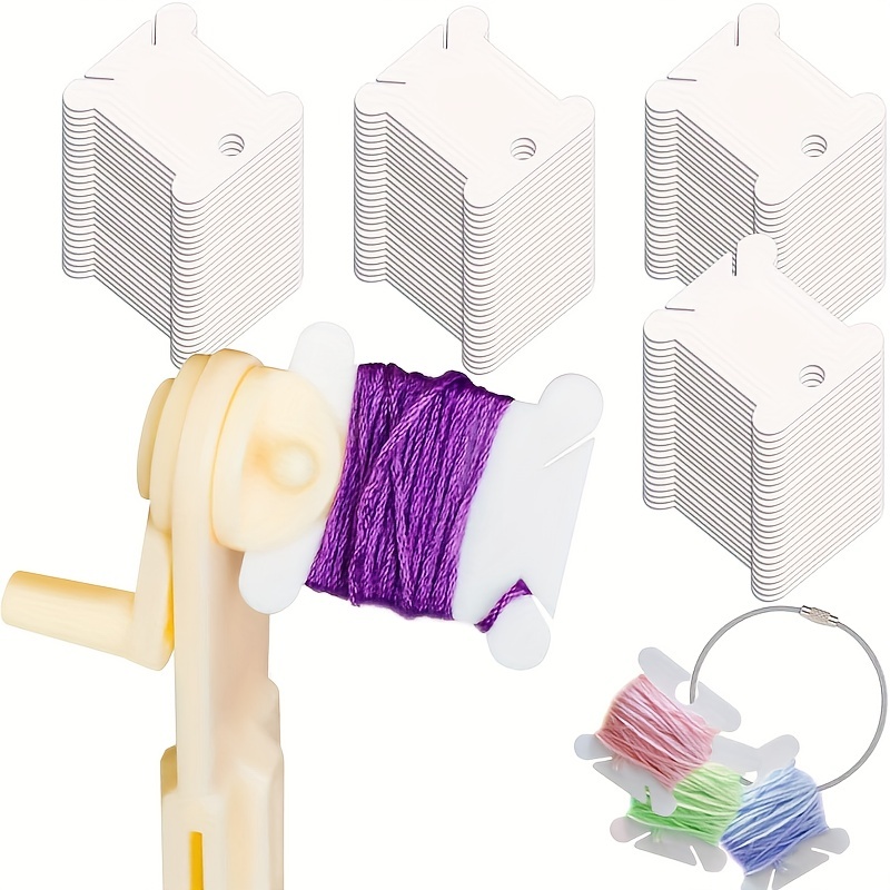

51pcs Plastic Floss Bobbins With 1 Pcs Bobbin Winder For Cross Stitch Embroidery Cotton Thread Embroidery Floss Thread Craft Diy Sewing Storage Thread Organizer Holder Embroidery Diy Cards