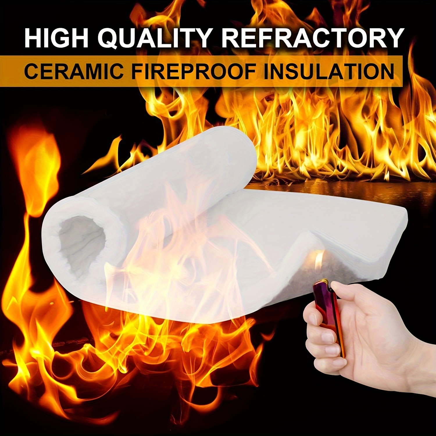 24 x12 x1 (Thick)Ceramic Fiber Blanket Fireproof Insulation Baffle Rated  to 2400F, High-Temperature Resistance for Stoves, Kilns, Forges  24*12*1/1 piece