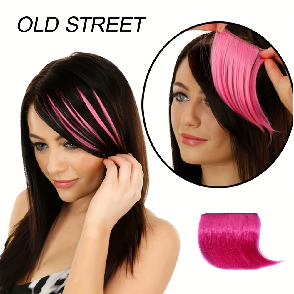 colorful   air bangs hair clip in extension synthetic fiber fringe false hairpiece for women for music festival halloween christmas details 0