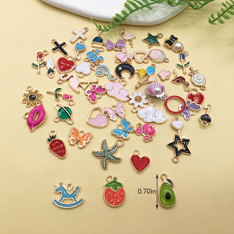 Zinc Alloy Charms Enamel Golden Mix Charms Pendant For Diy - Temu