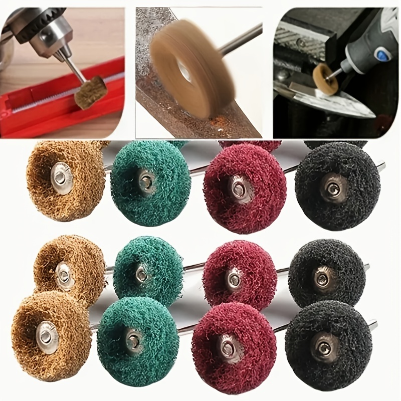 80pcs Nylon Wheel Buffing Polishing Wheel Set Fiber Polishing Head with Handle Grinding Wheel Rotary Tool (Red, Yellow, Green, Black, 20pcs Every