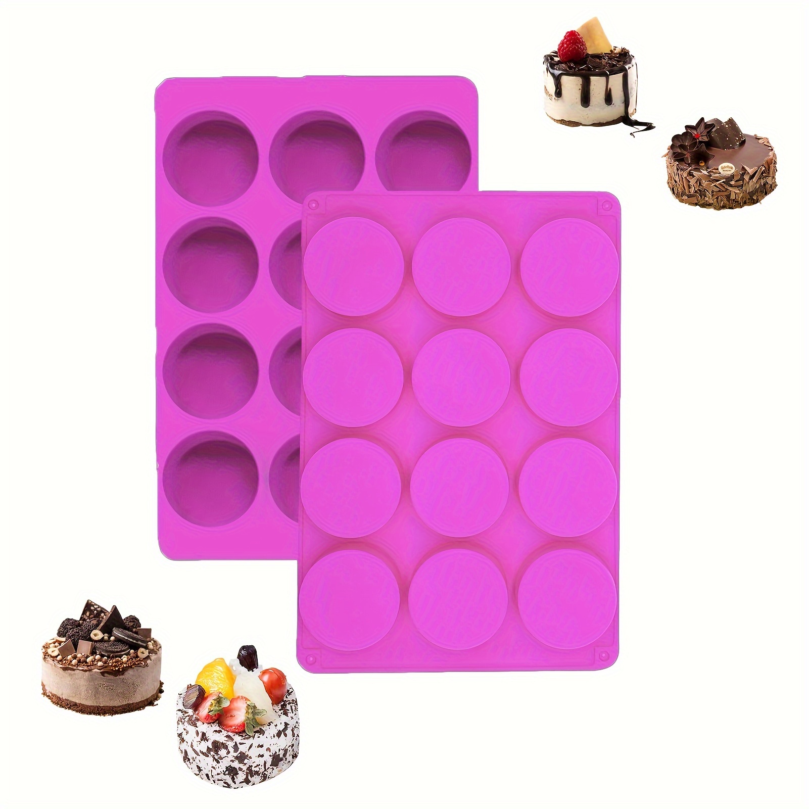 3Pcs Silicone Mold for Oreo Cookie Chocolate, 12-Cavity Round Cylinder  Chocolate Cover Molds for Candy, Silicone Baking Molds for Mini Cakes, Jelly