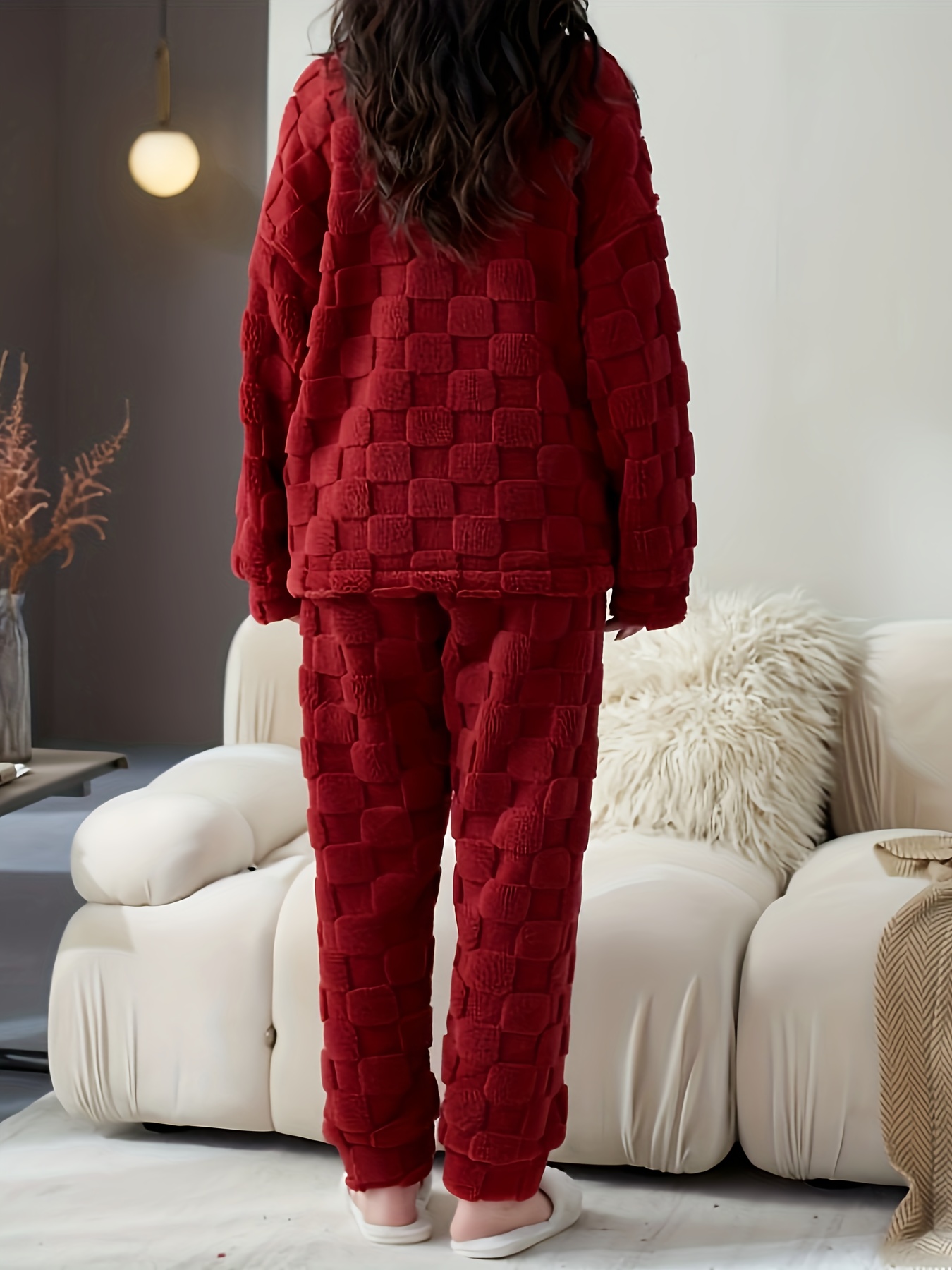 Patterned pyjamas - Dark red/Hearts - Ladies