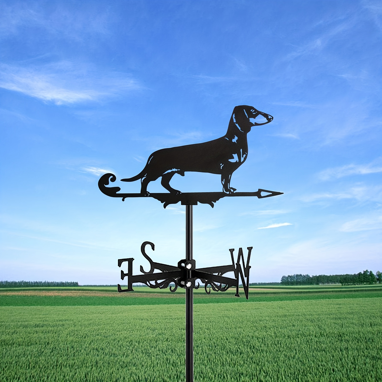 

Unique Metal Animal Dachshund Weather Vane - Perfect Garden Decoration For Your Home, Shed, Fence Post, Greenhouse, Or Barn!