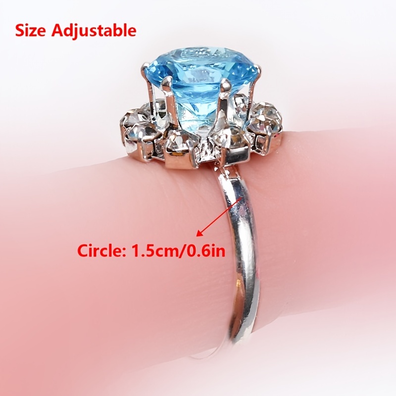 10pcs Kids Crystal Gem Cartoon Rhinestone Ring Set