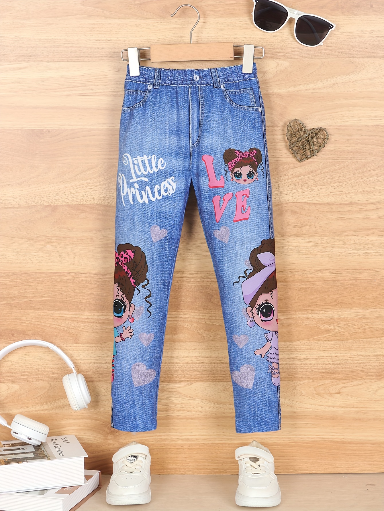 girl Scarf' Cartoon Pattern Girls Imitation Denim Print - Temu