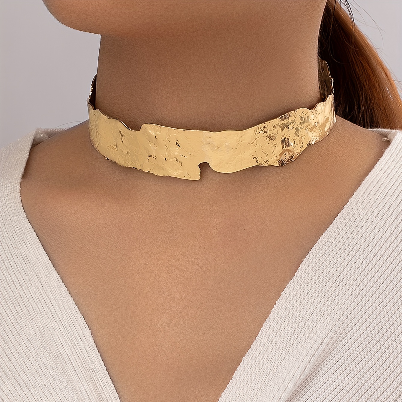 Lava Shape Linked Irregular Choker Necklace Twisted 18K Gold Plated Necklaces for Women Vintage Statement Jewelry Gold Chunky Links Necklace