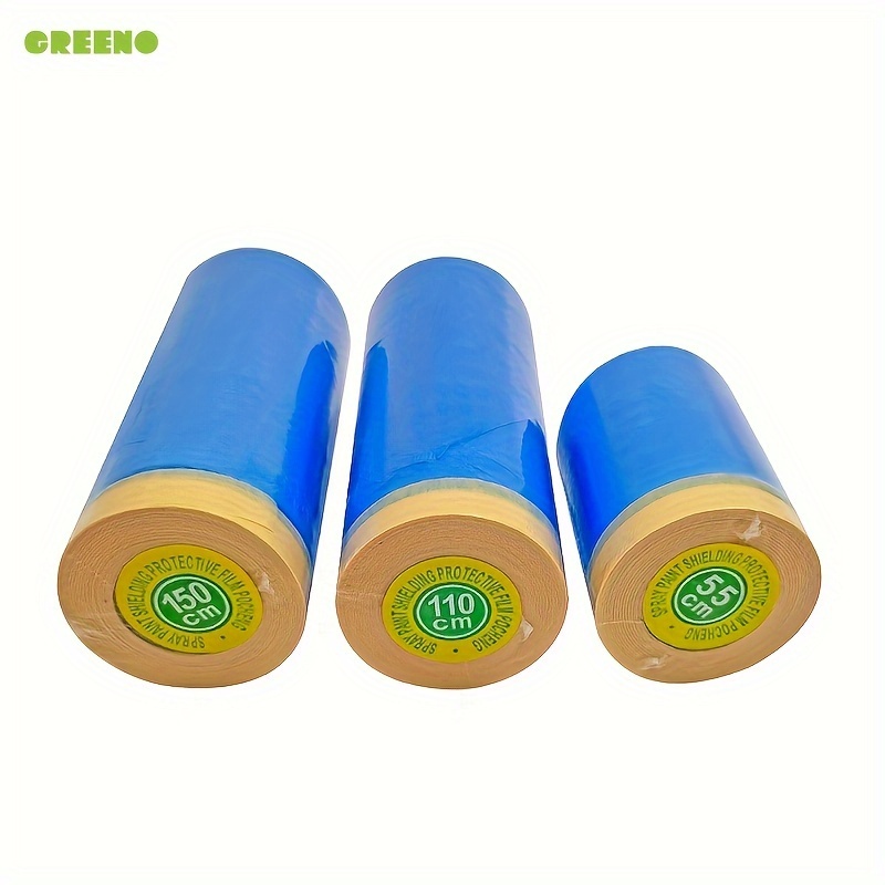 

Pure Blue Pre-taped Masking Film, Overspray Paintable Plastic Protective Sheeting, Pull Down Drop Sheet - Auto Painting, Cover Walls Furniture