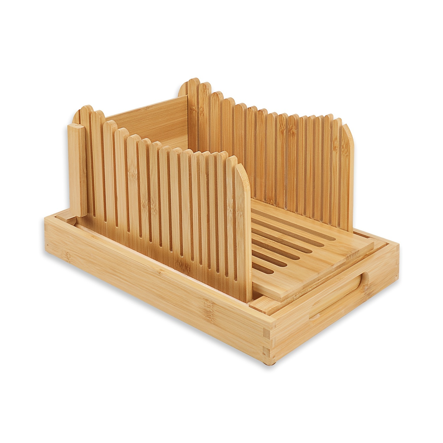 Bamboo Bread Slicer Fold-able Wooden Bread Slicer with 3 Slicer