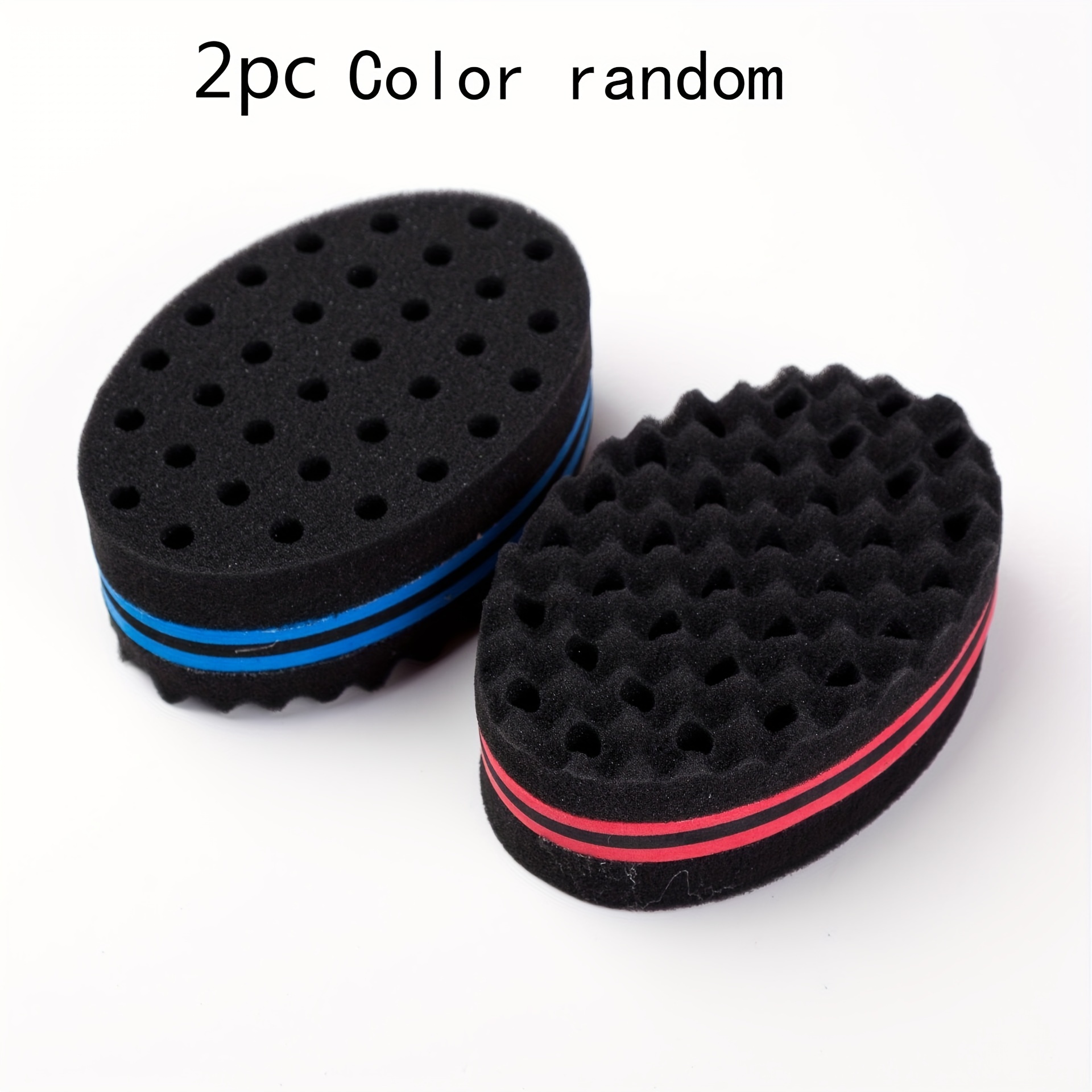 TEMU Oval Double-sided Hair Care Sponge Magic Hair Salon Twisted Curling Brush Sponge African Sponge Curling Sponge Tool