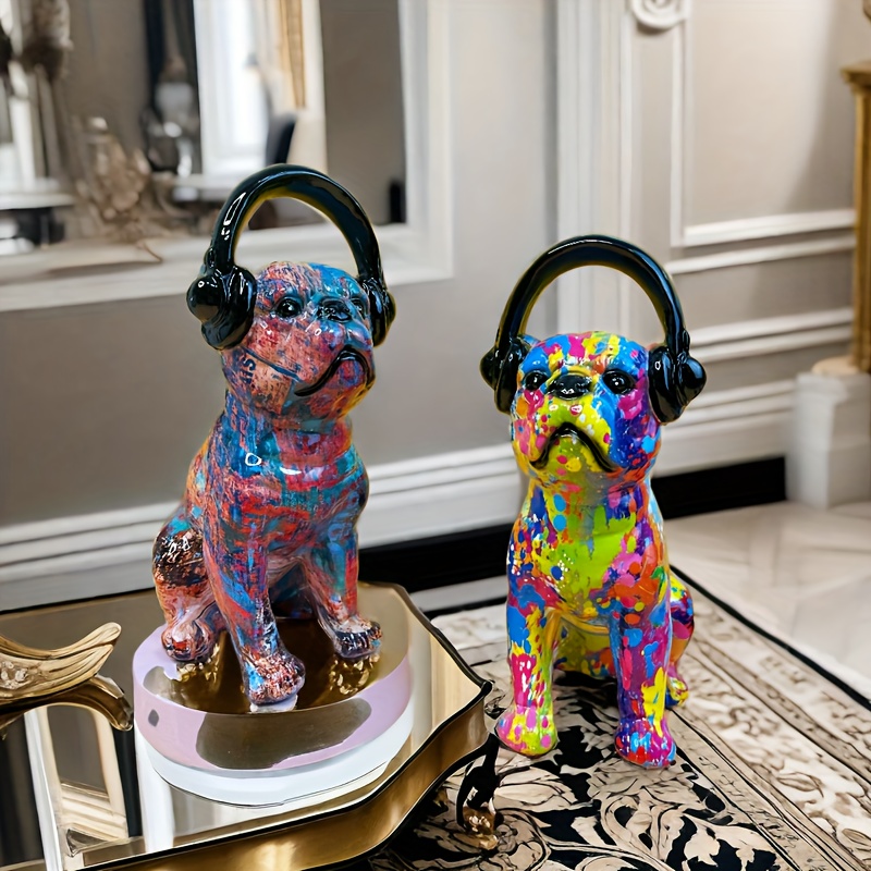 Headphones Bull Head Dog Sculpture Animal Statues Art - Temu