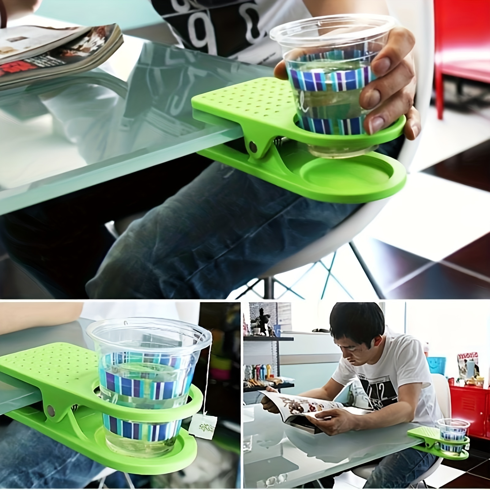 1 Stück Tisch-wasserglashalter-clip, Einfarbig, Großer Kunststoff