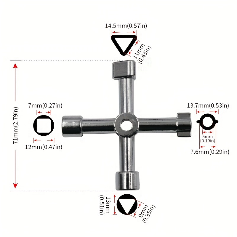 Chiave Quadrata Contatore Chiave Universale Quadrata Chiave Multifunzione 4  Vie Chiave A Croce Universale Per Contatori Dell'Acqua, Contatori