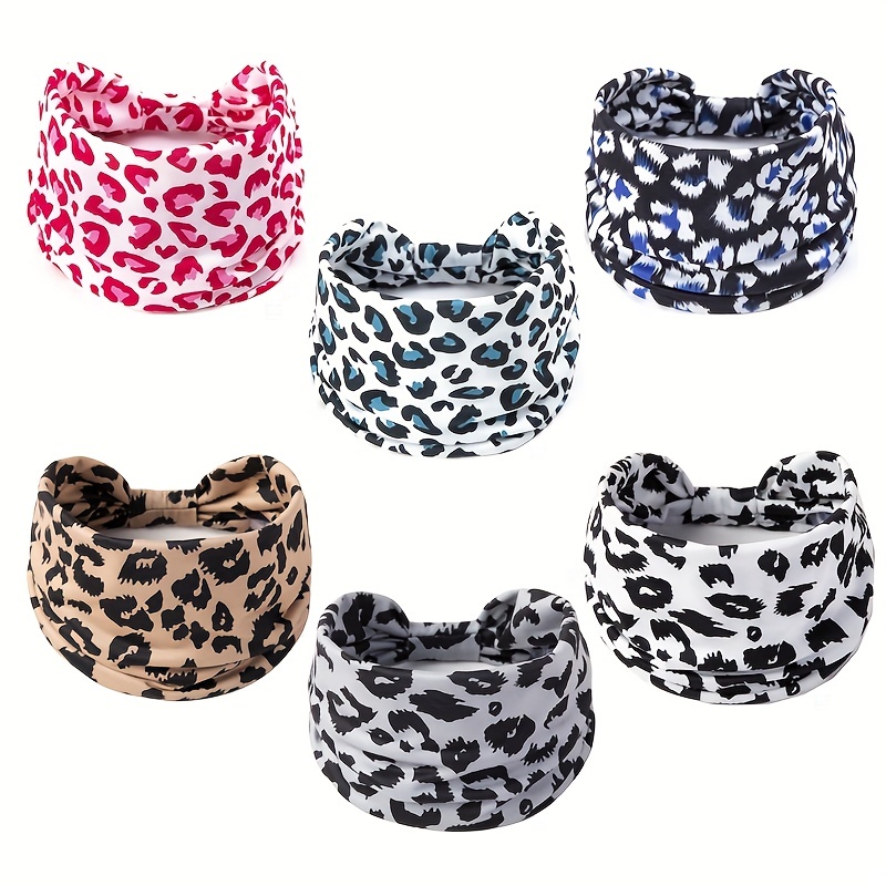 Y2K Leopard Prints Knotted Headband Colorful Sports Sweatband