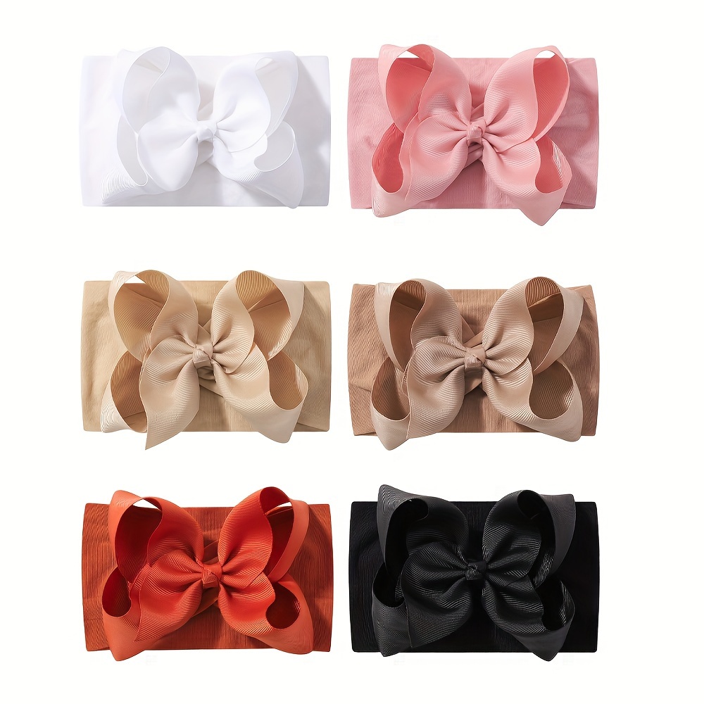 

1/6pcs Baby Girls Plain Color Bow Hairband, Parent-child Hair Accessories, Fashion Simple Headband