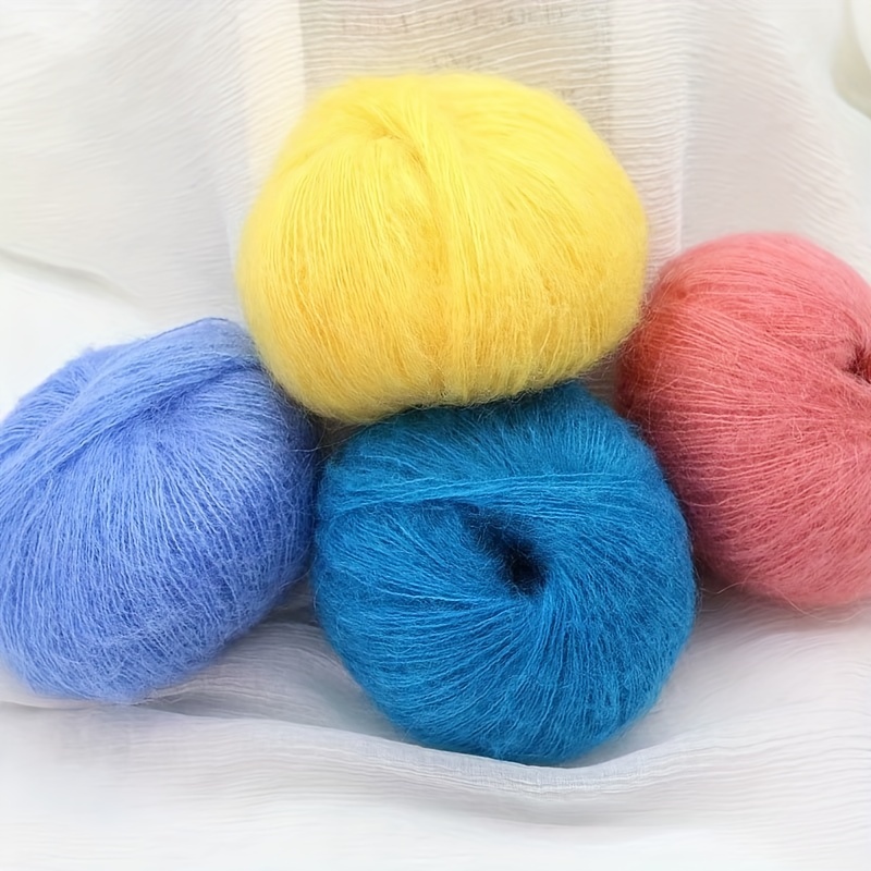 Lot de 6 pelotes de laine à tricoter double pour crochet acrylique Bleu 25 g