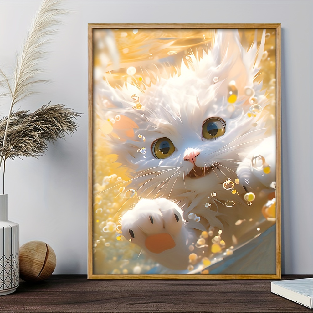 5d Cute Cat Diamond Painting Diy Adult Handmade Painting - Temu