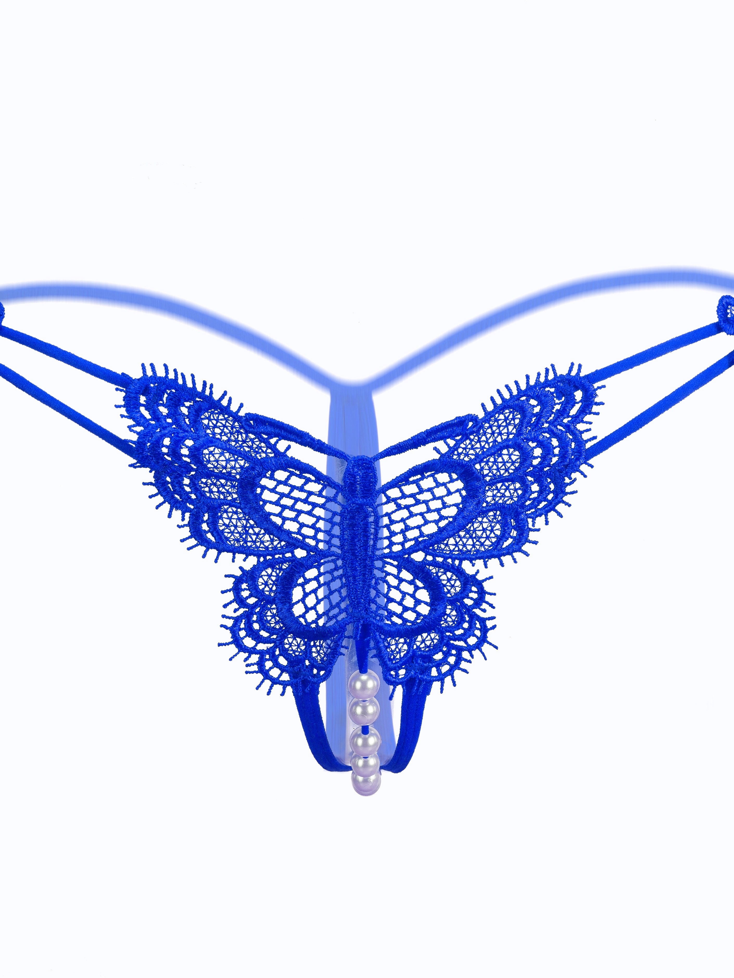 Butterfly Embroidery Thongs Hollow Faux Pearl Open Crotch - Temu