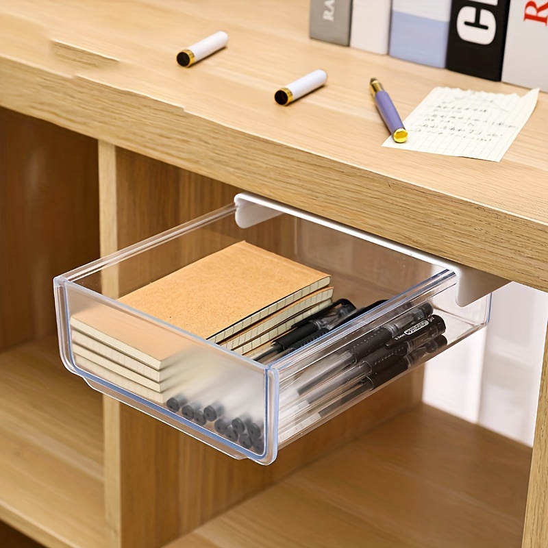 1pc Under Desk Drawer, Hidden Storage Box, Bedroom Dormitory Office Under  The Desk Self-adhesive Hanging Box, Stationery & Small Items Storage And Org
