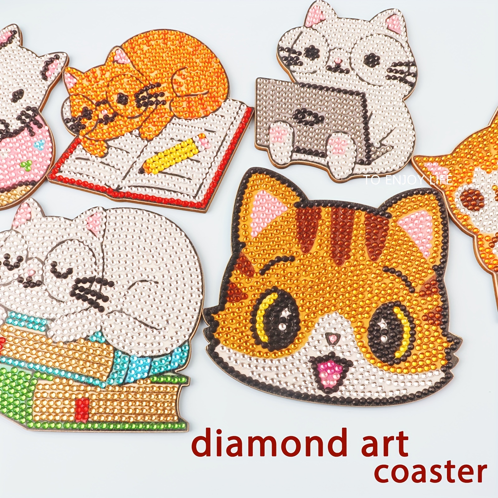 6 Stück Katzen-Diamantmalerei-Holzuntersetzer, Getränke-DIY-Untersetzer Mit  Halter, Diamant-Kunst-Set Für Erwachsene, Kinder, Anfänger