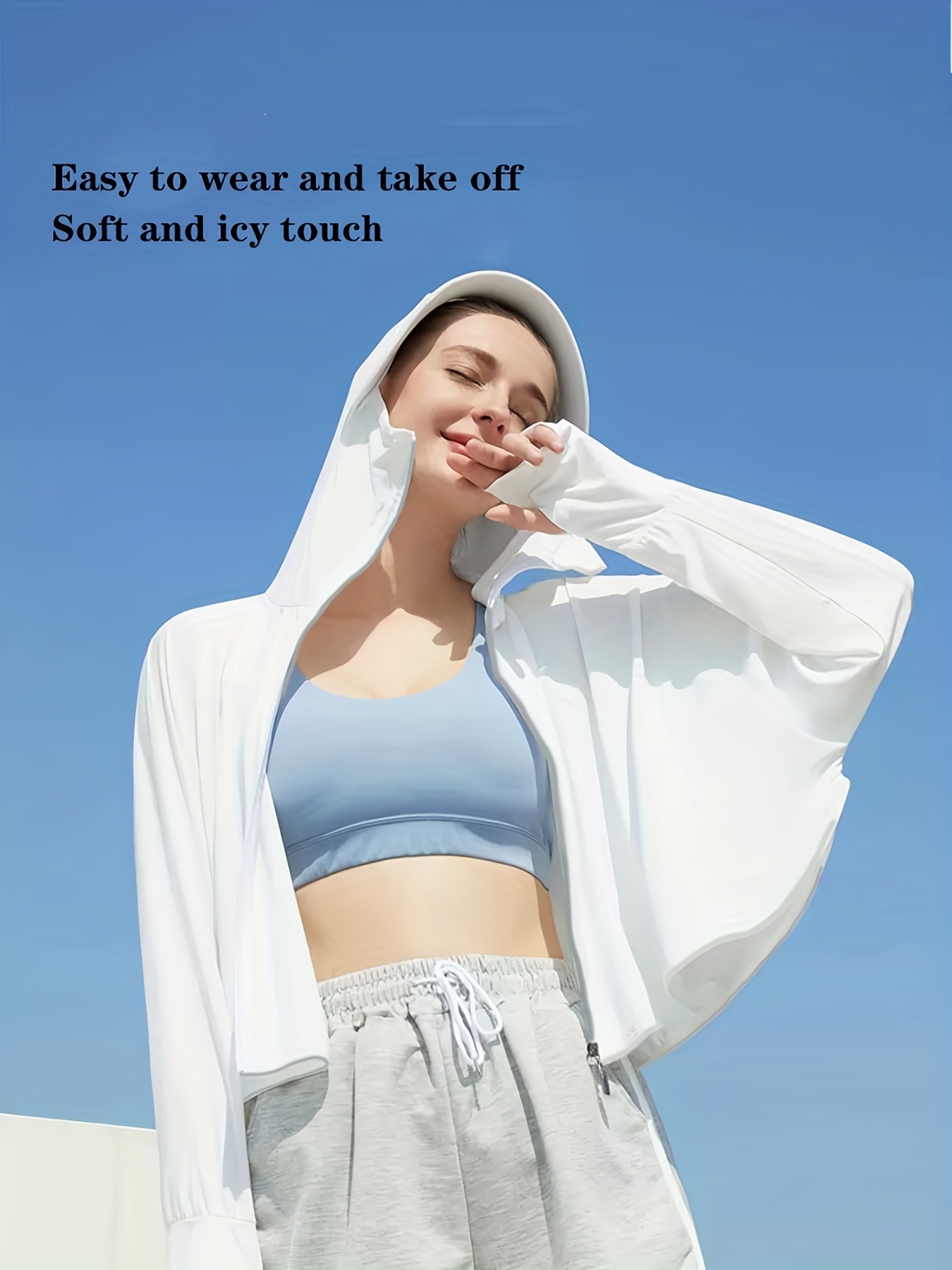 Vêtements de protection solaire pour femmes, sweat à capuche à manches  longues avec fermeture éclair UPF 50+ et masque léger pour la randonnée en  plein air, veste châle, vêtements pour femmes 