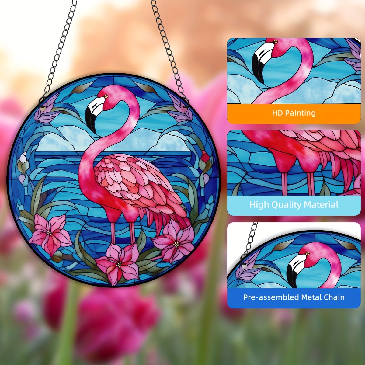 Flamingo Stained Glass Pattern - Set of 2 - Living Sun Glass