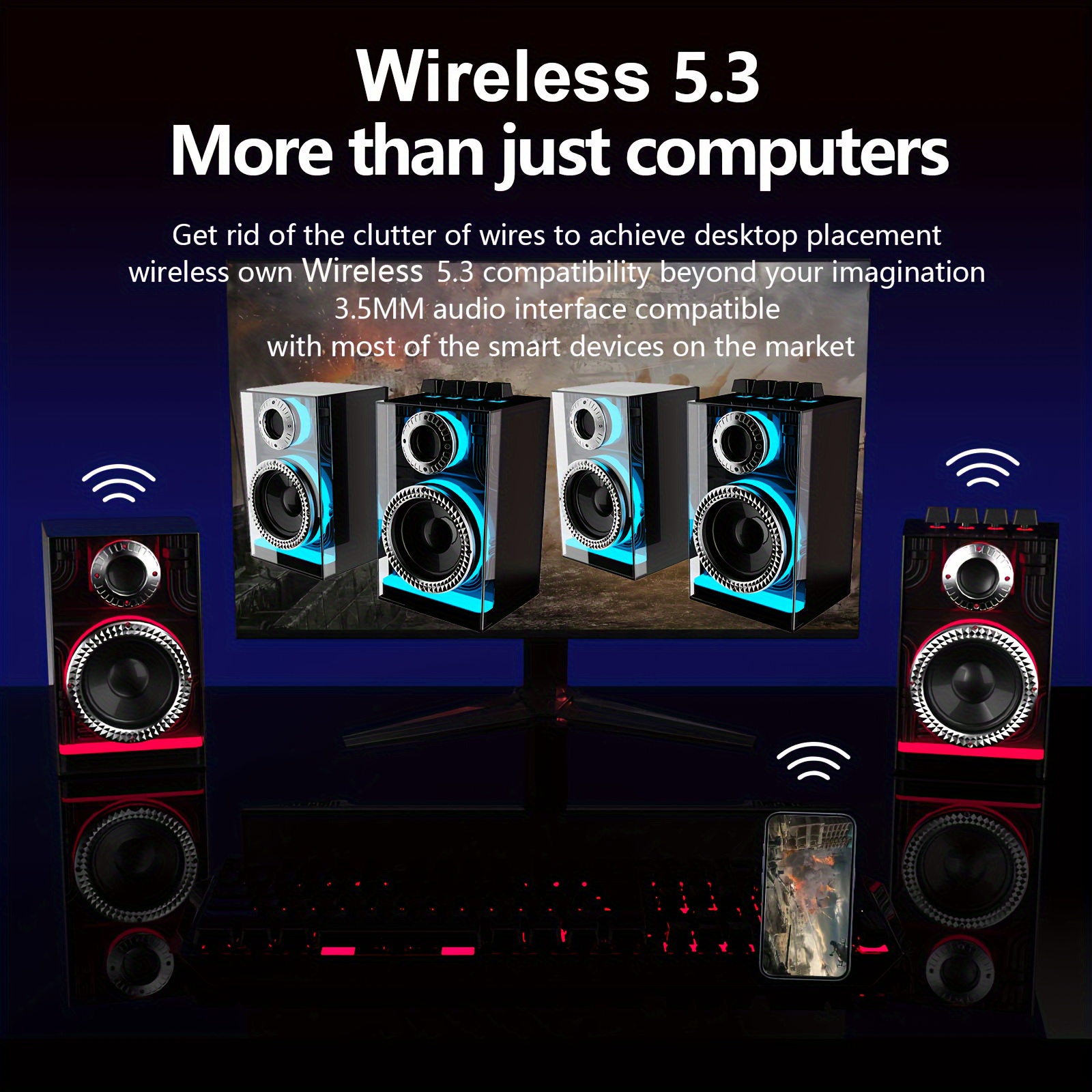 Portable Wireless Bluetooth RGB LED Speaker 360° Loud Stereo Speaker 3D  Surround