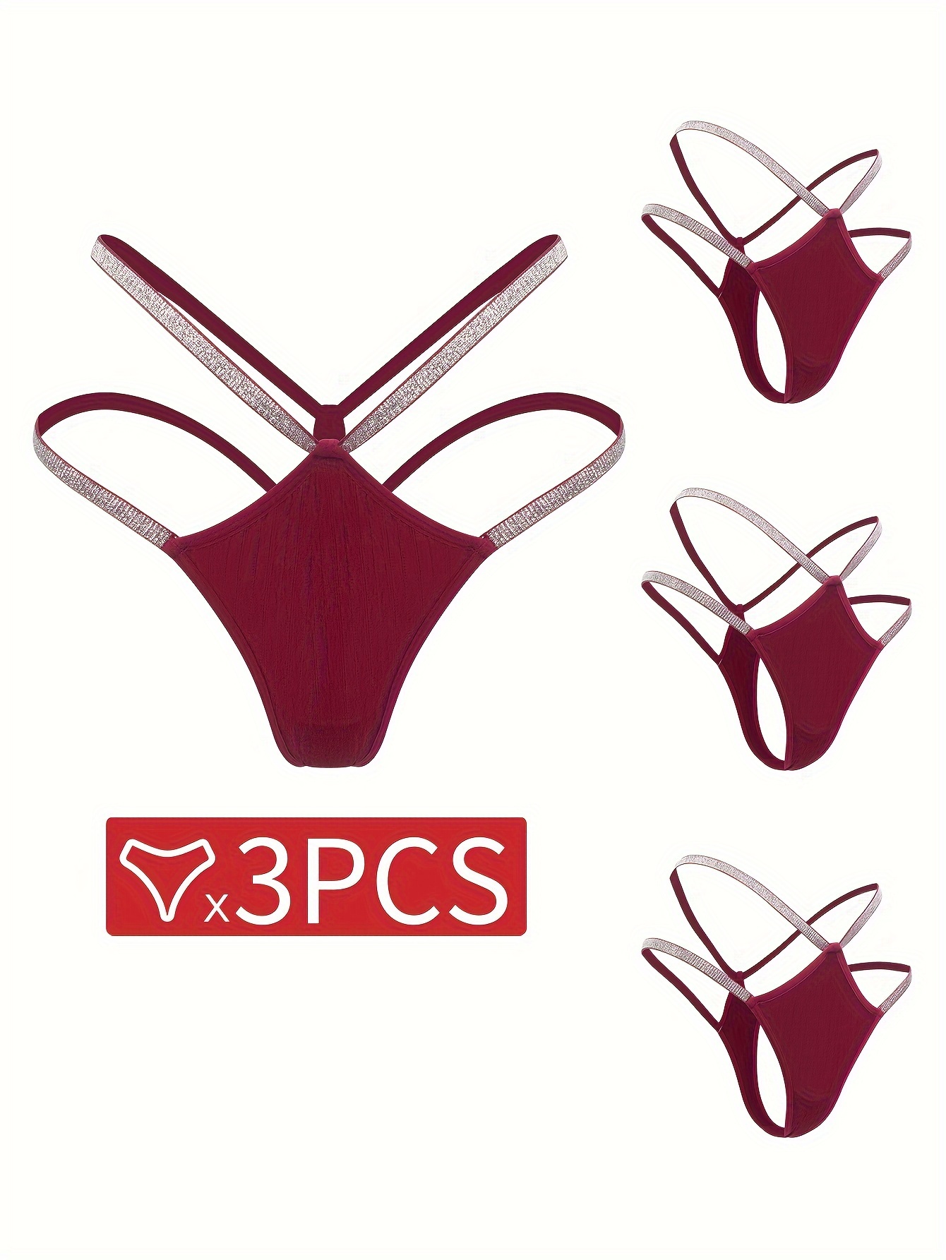 5 Pcs Solid V-shaped Thongs, Seamless Cooling Fabric High Rise Intimates  Panties, Women's Lingerie & Underwear