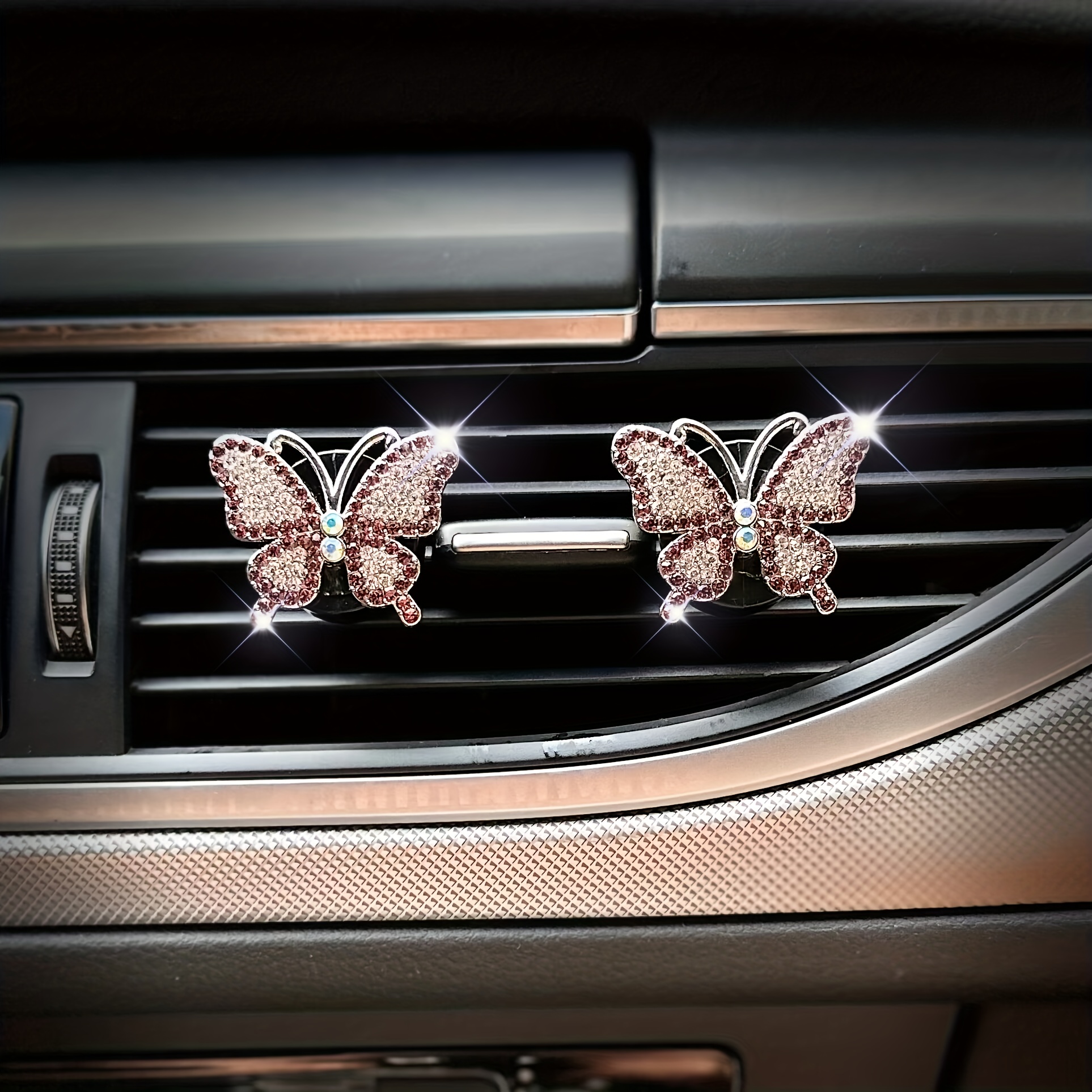 Rhinestone Metal Butterfly Car Air Fresheners Vent Clips Car - Temu