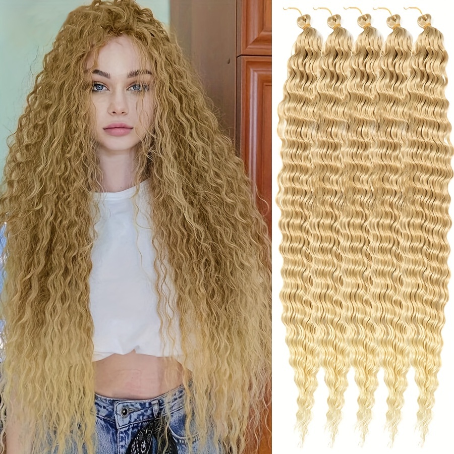 Long Deep Wave Hair Extensions Synthetic Twist Crochet - Temu