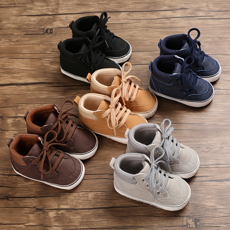 Chaussures bébé garçon fille cuir souple légères antidérapant 0-18 mois -  Noir