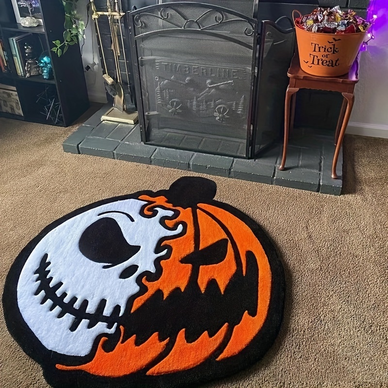 Round Pumpkin Kitchen Rug, Halloween Funny Floor Mat, Entrance Mat ...