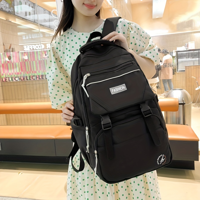 Large Capacity Preppy Backpack, School Laptop BookBag